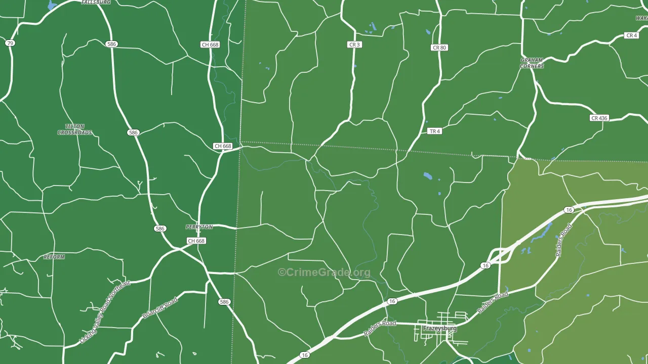 43822, OH Map of Vehicle Theft Rates