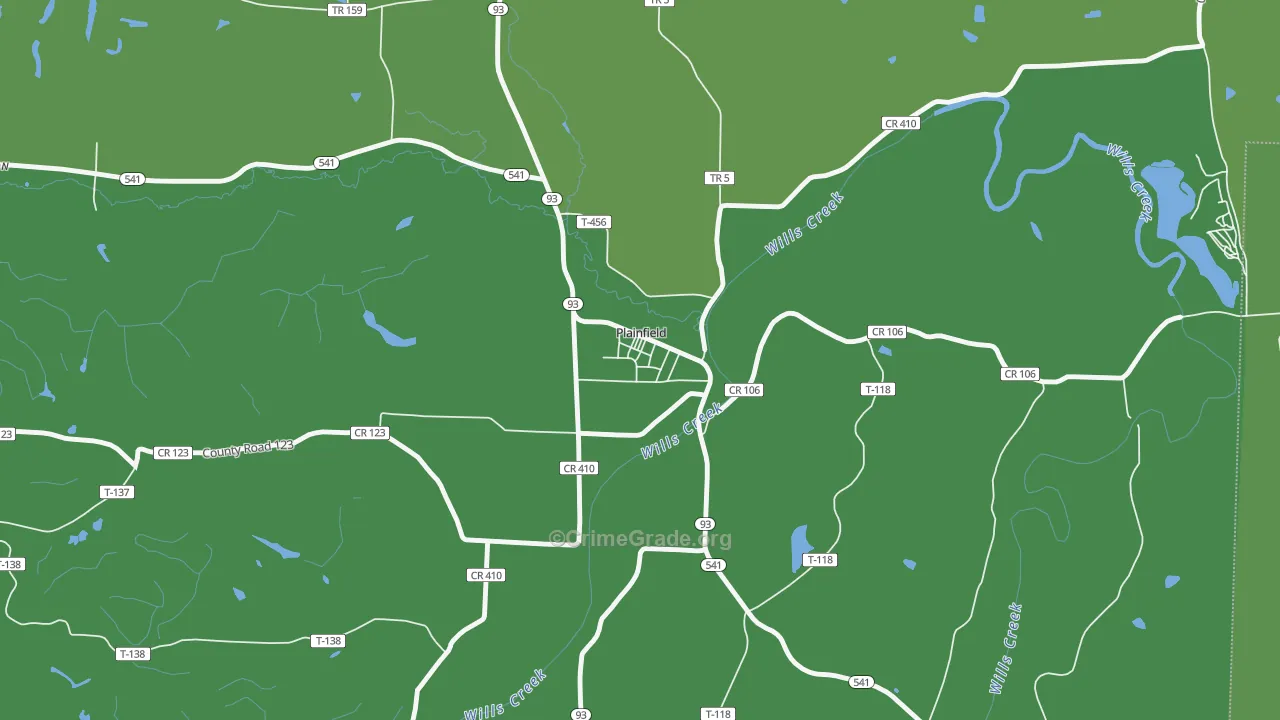 43836, OH Map of Vehicle Theft Rates