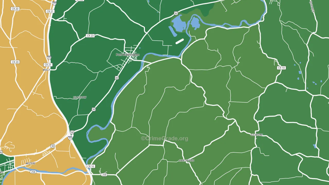 43837, OH Map of Vehicle Theft Rates