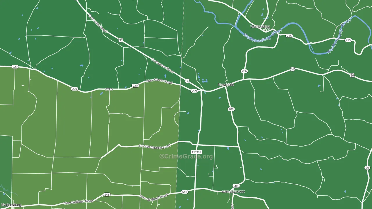 43843, OH Map of Vehicle Theft Rates
