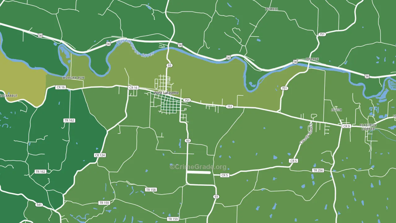 43845, OH Map of Vehicle Theft Rates