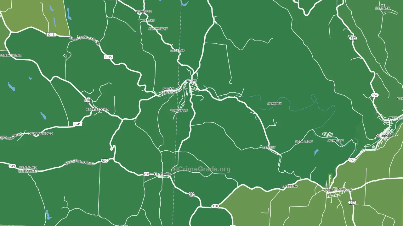 43901, OH Map of Vehicle Theft Rates