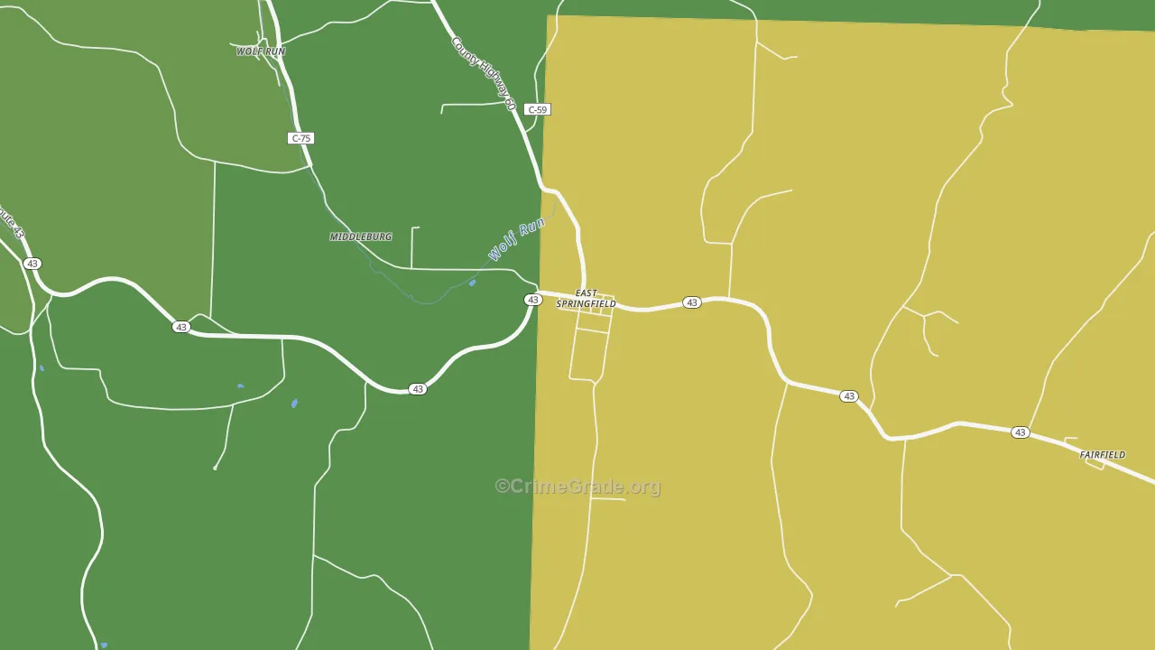 43925, OH Map of Vehicle Theft Rates