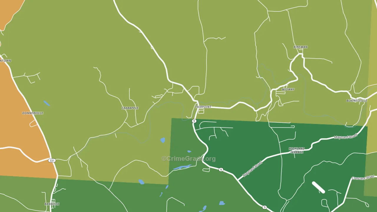 43927, OH Map of Vehicle Theft Rates