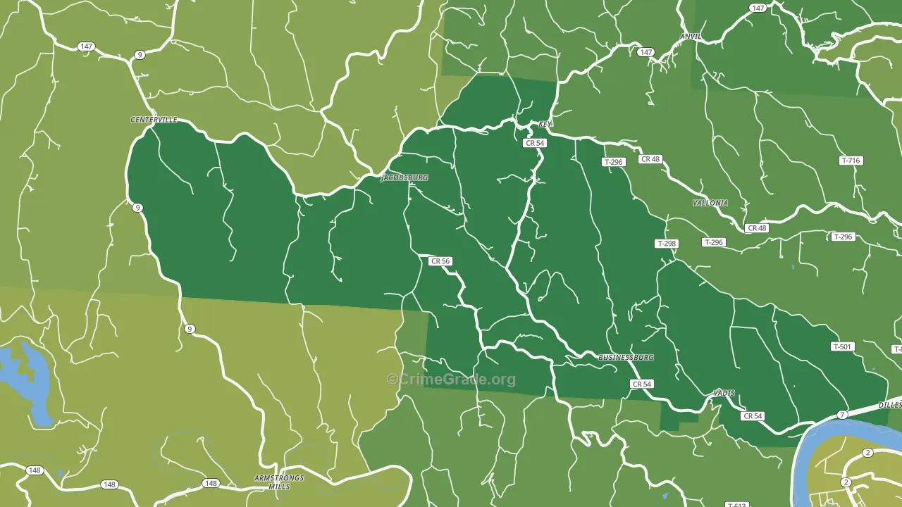 43933, OH Map of Vehicle Theft Rates