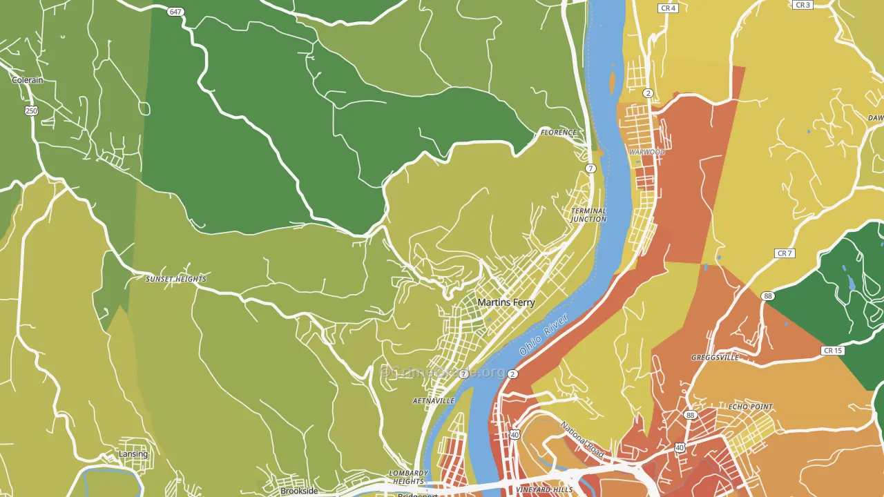 43935, OH Map of Vehicle Theft Rates