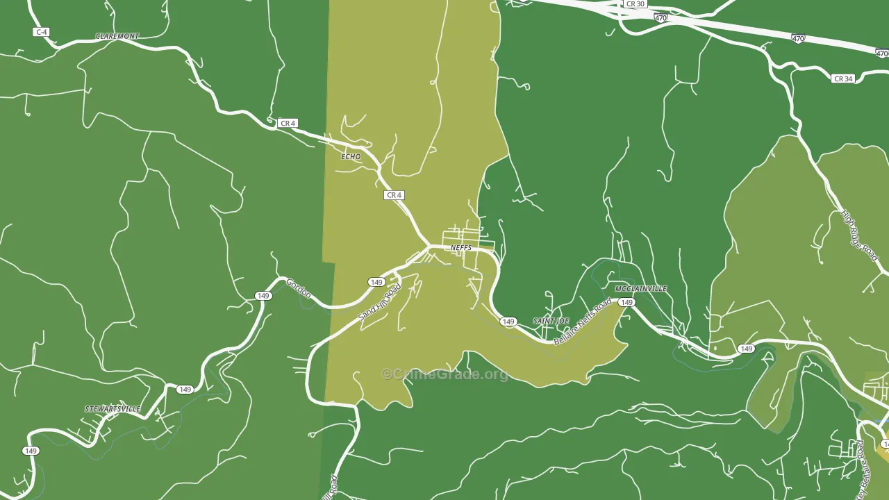 43940, OH Map of Vehicle Theft Rates