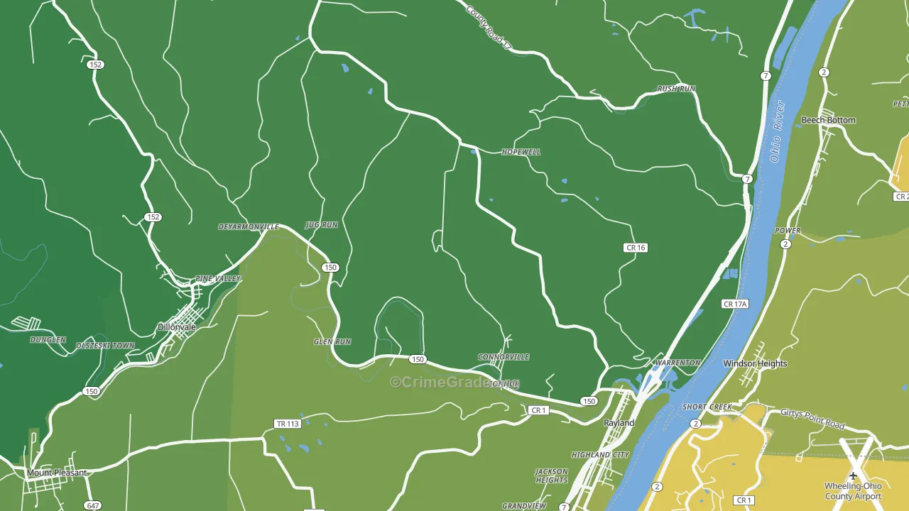 43943, OH Map of Vehicle Theft Rates