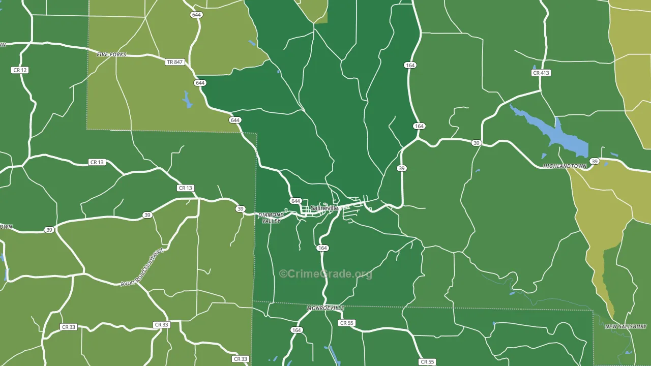 43945, OH Map of Vehicle Theft Rates