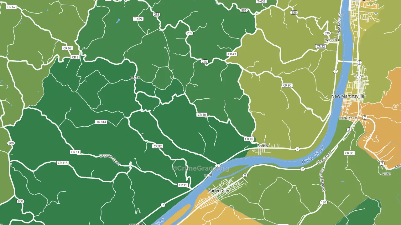 43946, OH Map of Vehicle Theft Rates