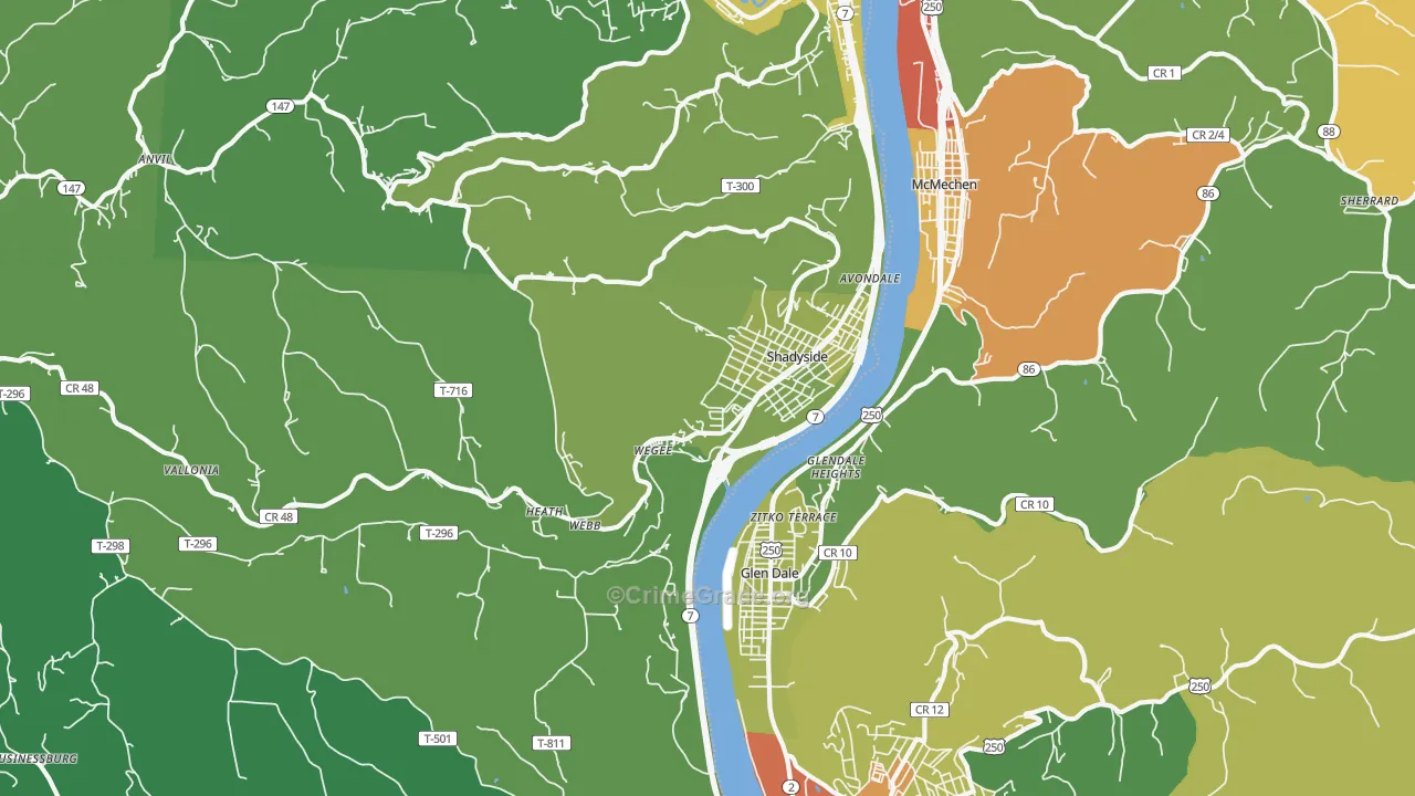 43947, OH Map of Vehicle Theft Rates