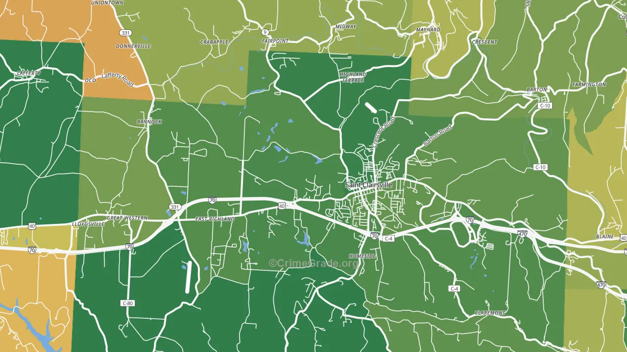 43950, OH Map of Vehicle Theft Rates