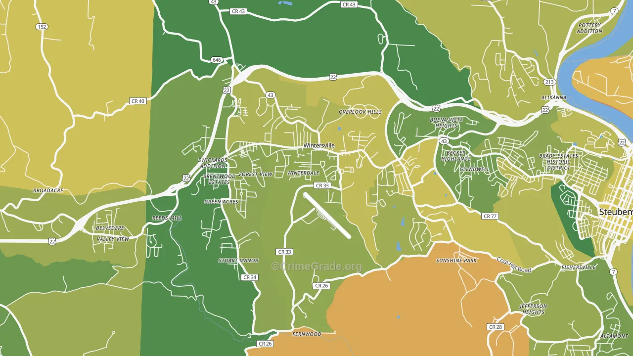 43953, OH Map of Vehicle Theft Rates