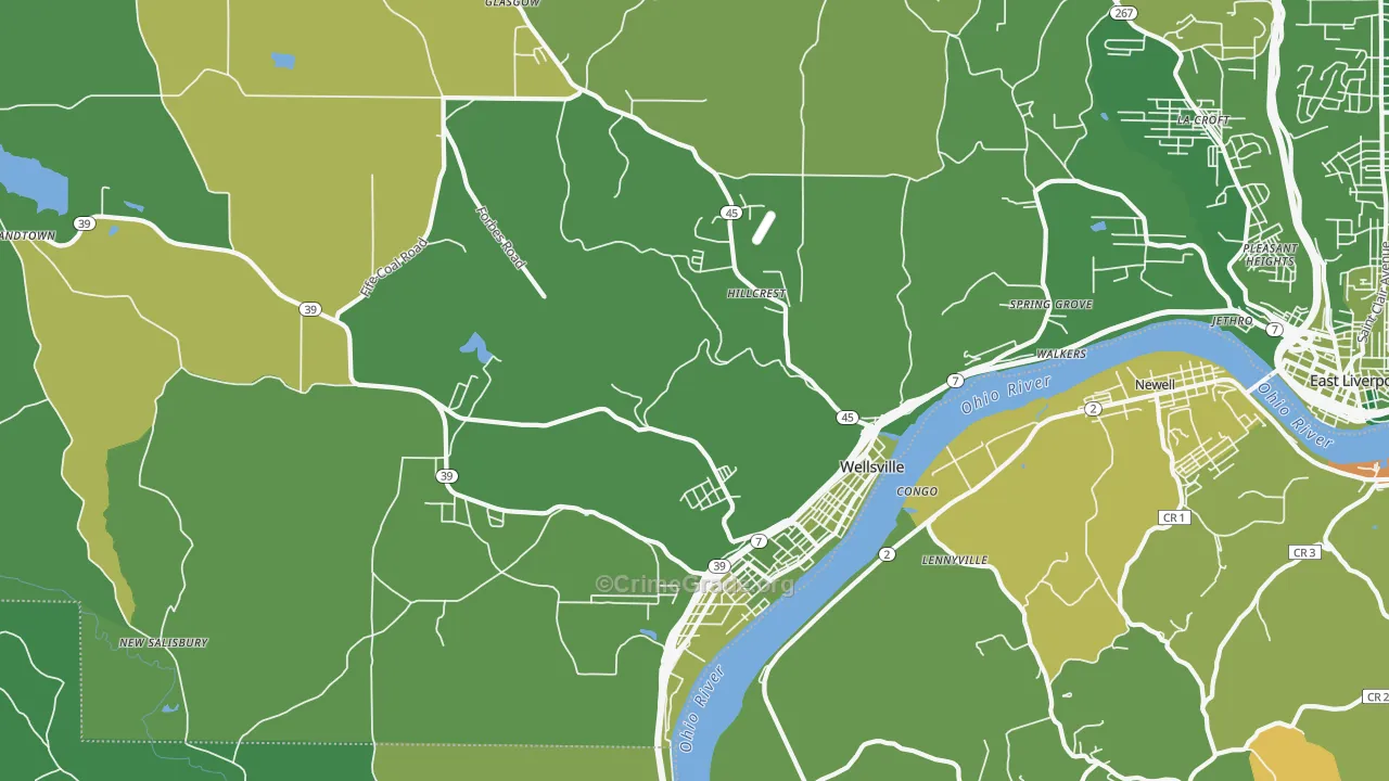 43968, OH Map of Vehicle Theft Rates