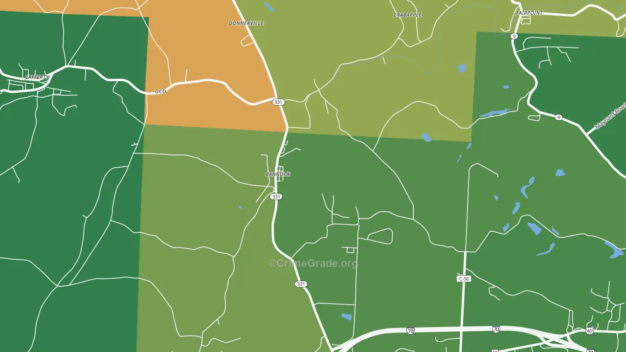 43972, OH Map of Vehicle Theft Rates