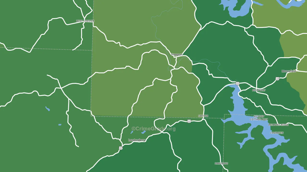 43973, OH Map of Vehicle Theft Rates