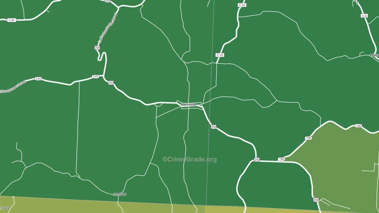 43974, OH Map of Vehicle Theft Rates