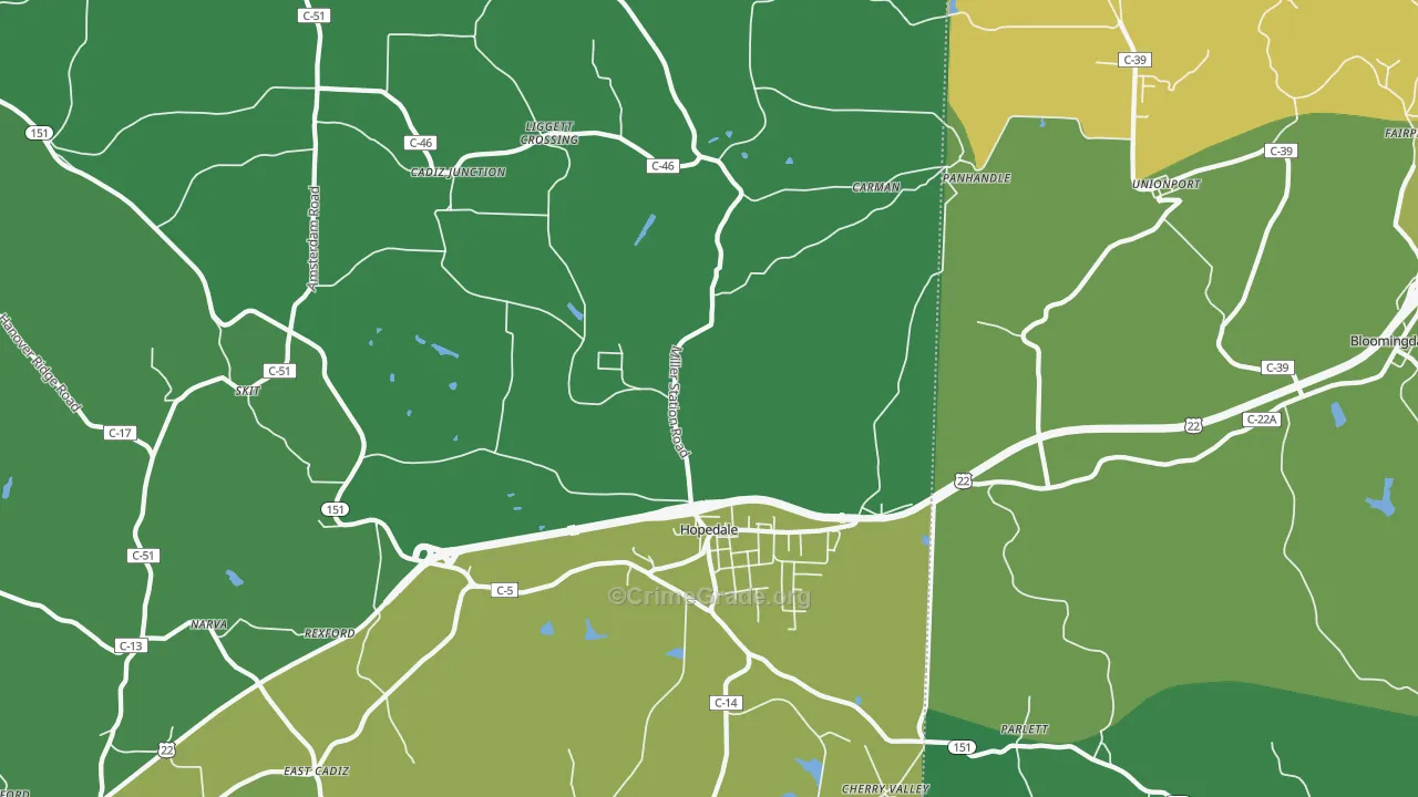 43976, OH Map of Vehicle Theft Rates