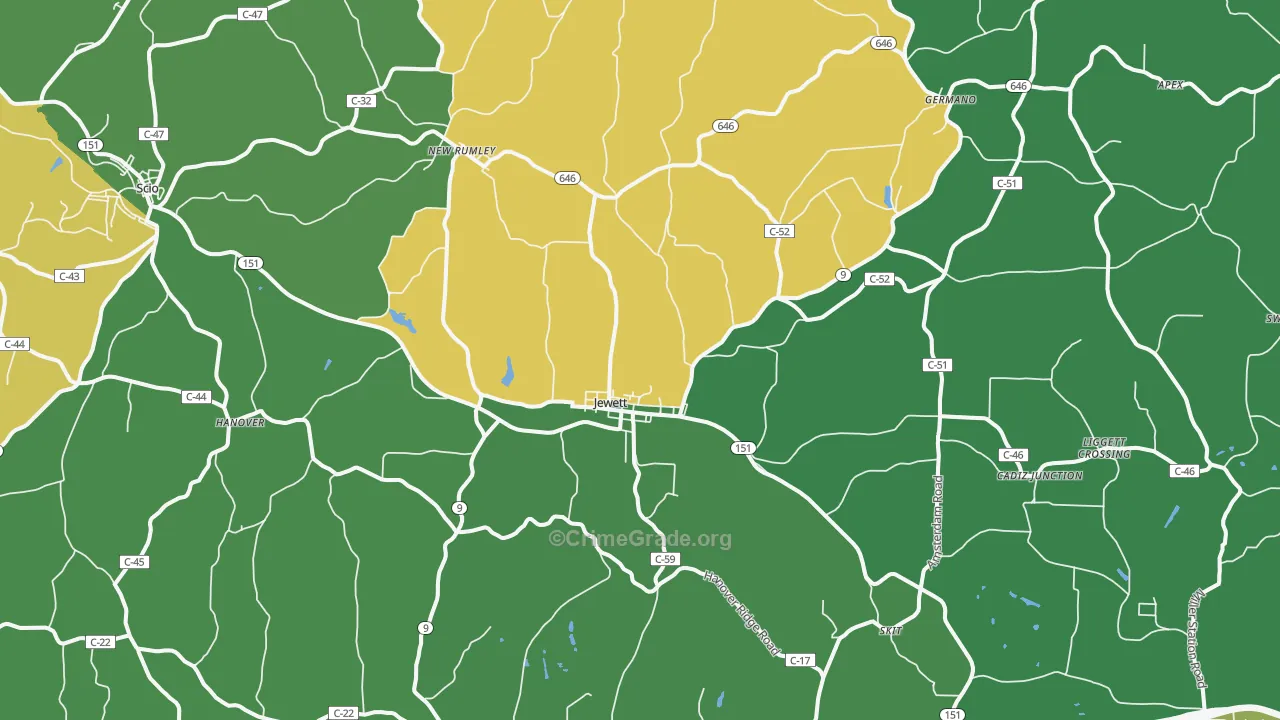 43986, OH Map of Vehicle Theft Rates