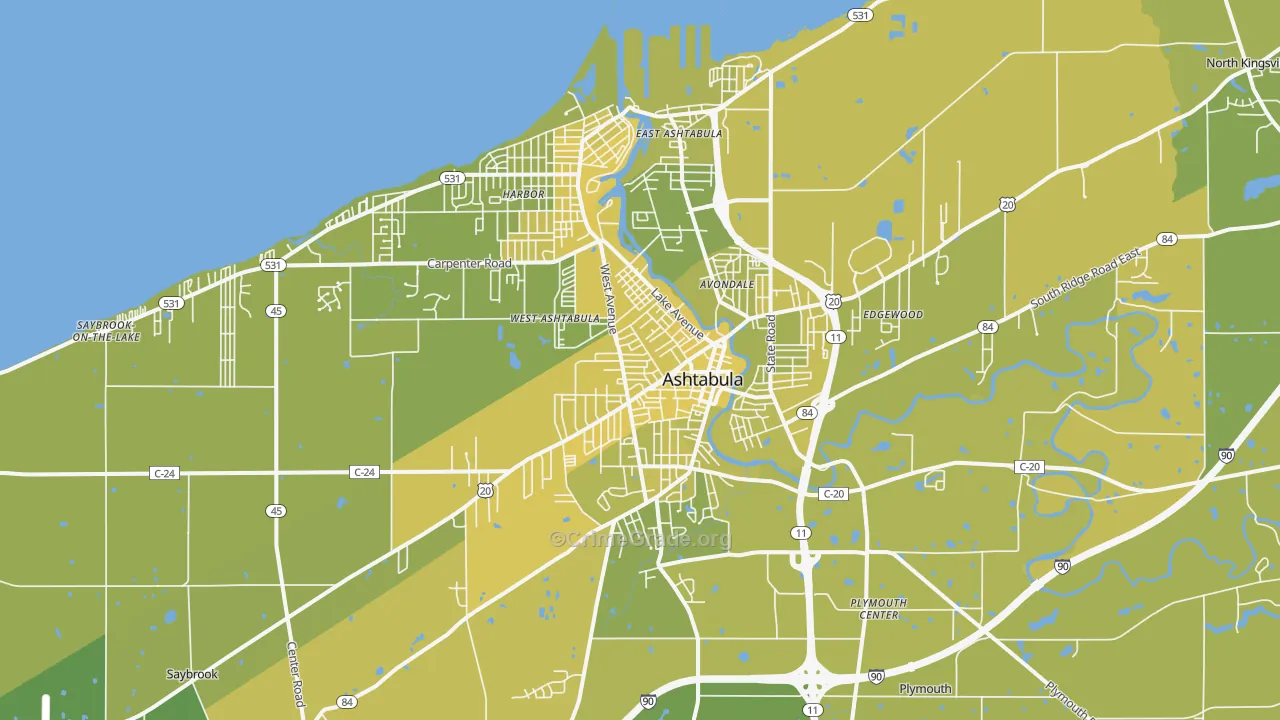 44004, OH Map of Vehicle Theft Rates