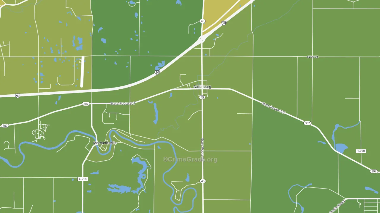 44010, OH Map of Vehicle Theft Rates