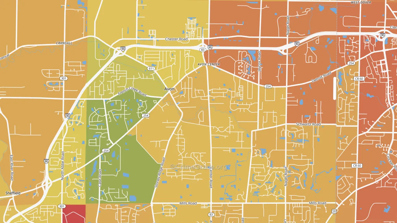 44011, OH Map of Vehicle Theft Rates