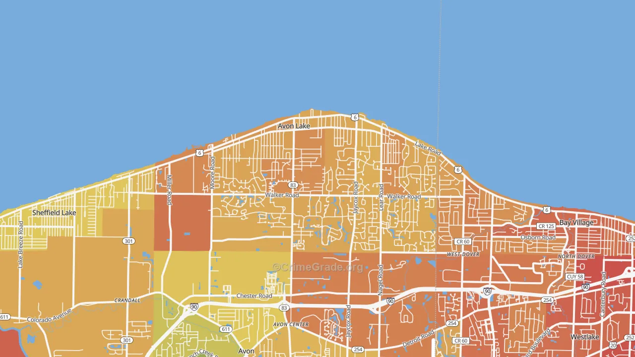 44012, OH Map of Vehicle Theft Rates