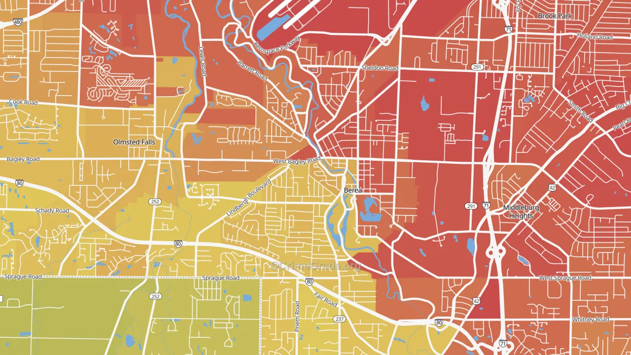 44017, OH Map of Vehicle Theft Rates