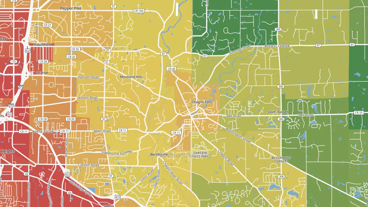 44022, OH Map of Vehicle Theft Rates