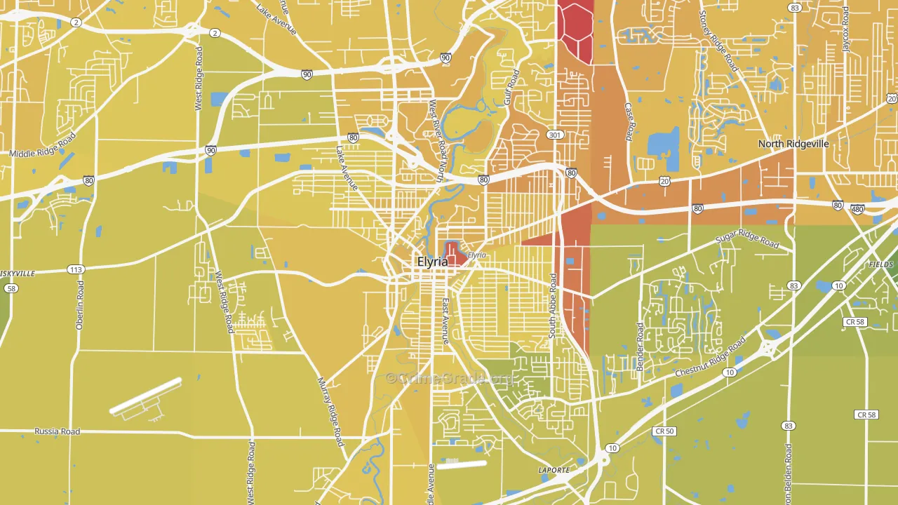 44035, OH Map of Vehicle Theft Rates