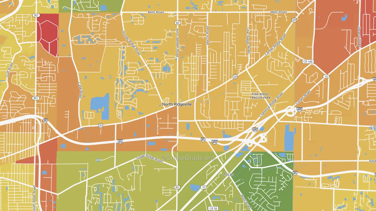 44039, OH Map of Vehicle Theft Rates