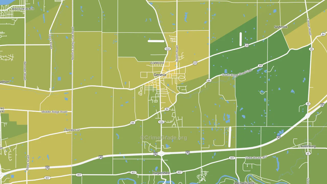 44041, OH Map of Vehicle Theft Rates