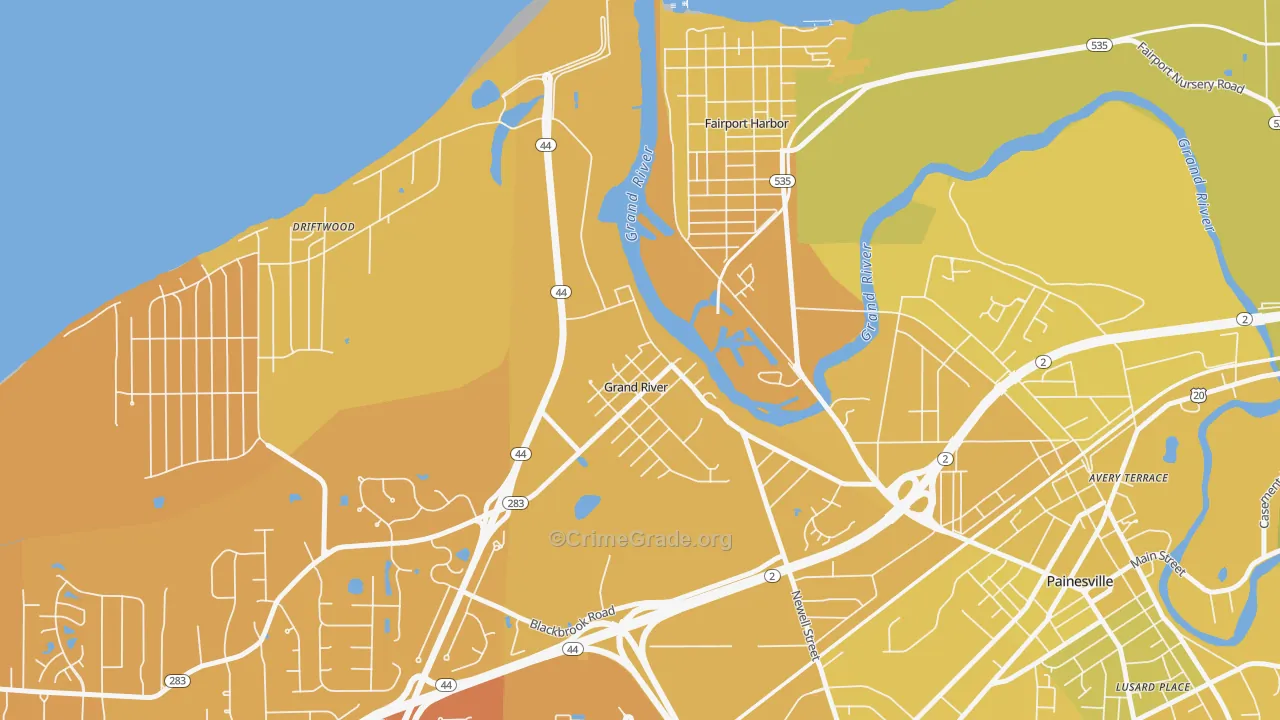 44045, OH Map of Vehicle Theft Rates