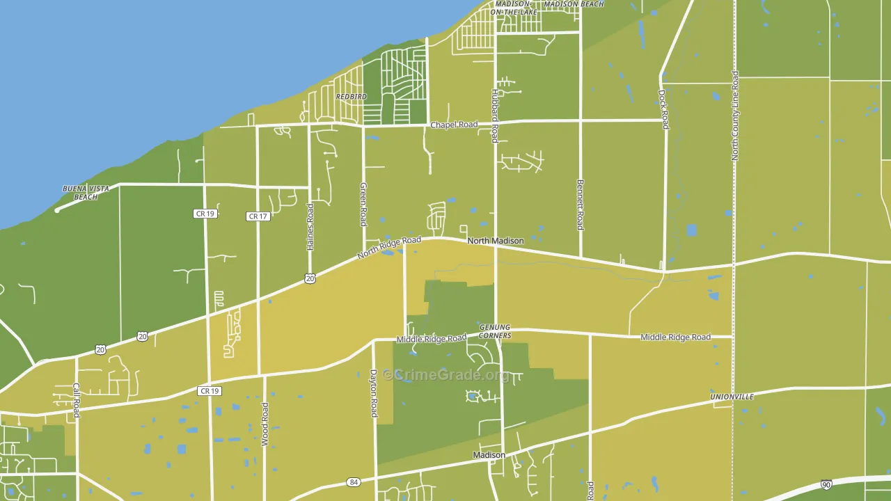 44057, OH Map of Vehicle Theft Rates