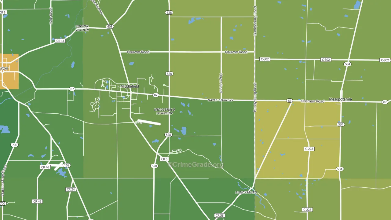 44062, OH Map of Vehicle Theft Rates