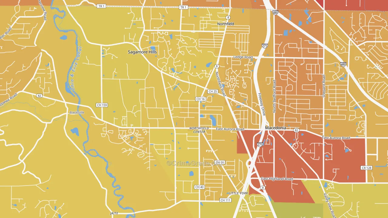 44067, OH Map of Vehicle Theft Rates