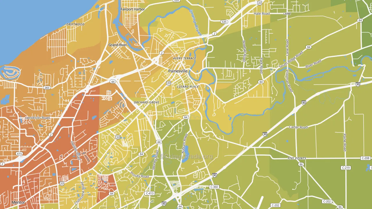 44077, OH Map of Vehicle Theft Rates