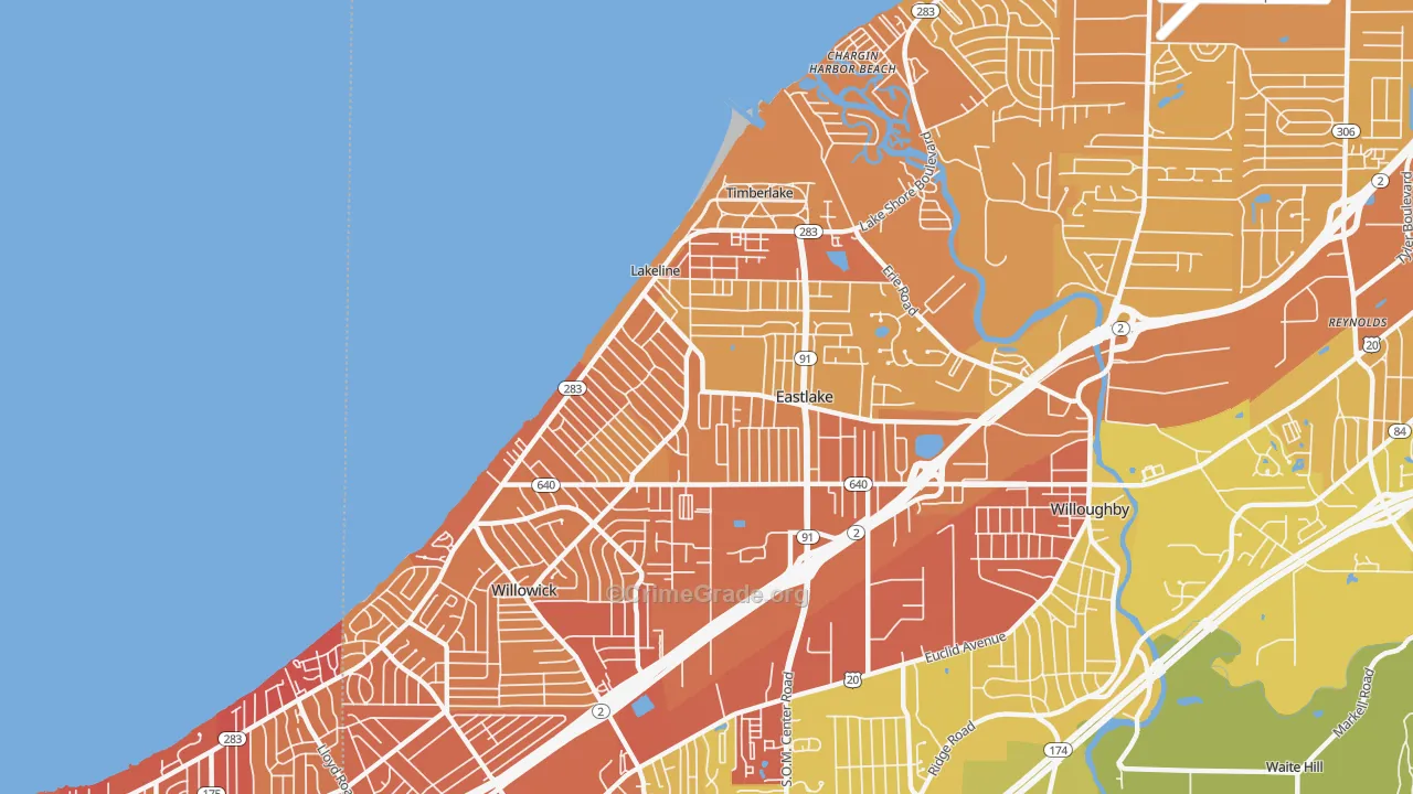 44095, OH Map of Vehicle Theft Rates