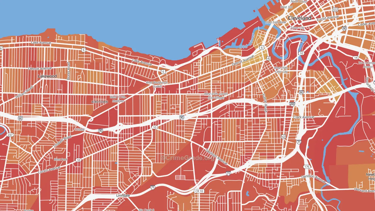 44102, OH Map of Vehicle Theft Rates