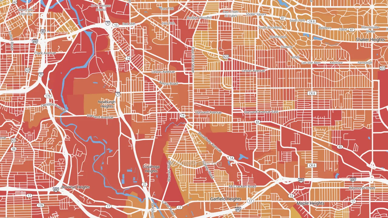 44105, OH Map of Vehicle Theft Rates