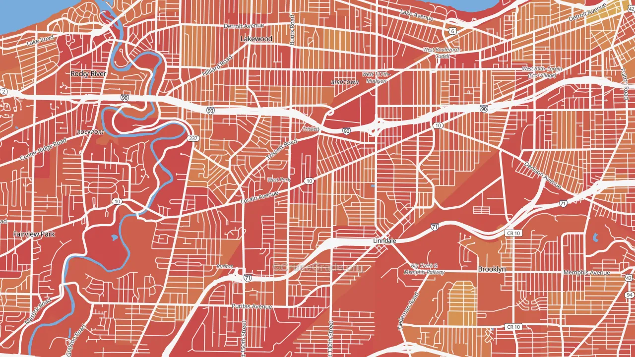 44111, OH Map of Vehicle Theft Rates