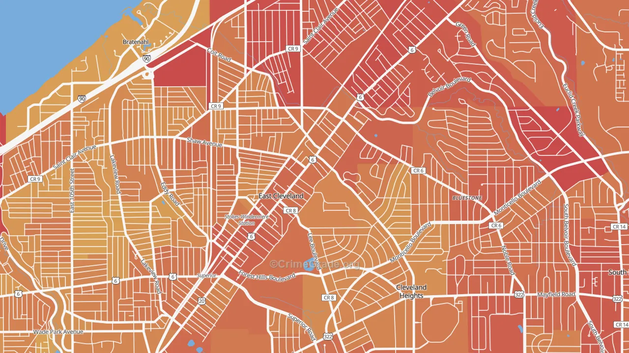 44112, OH Map of Vehicle Theft Rates
