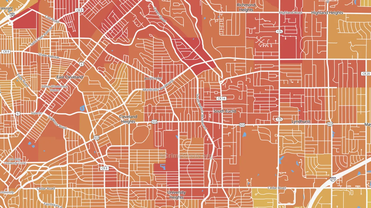 44121, OH Map of Vehicle Theft Rates