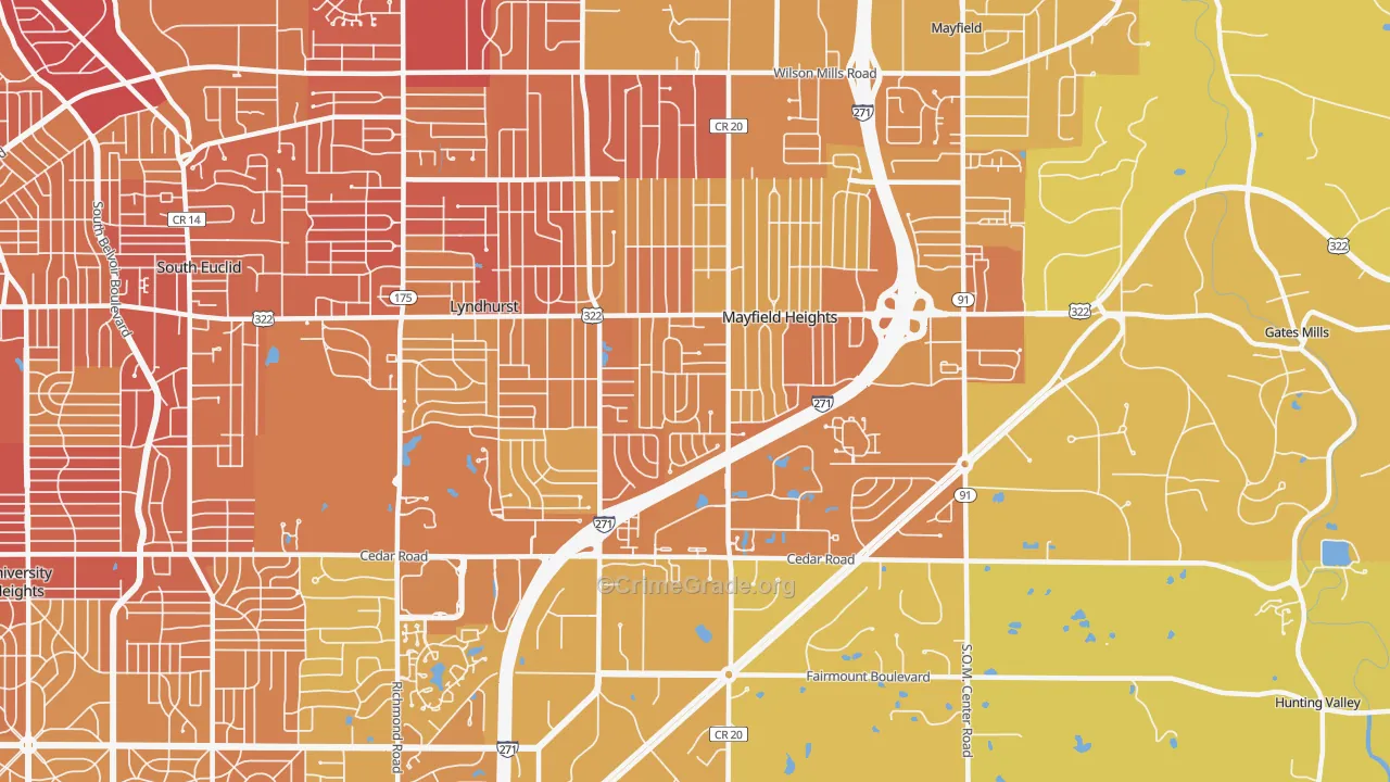 44124, OH Map of Vehicle Theft Rates