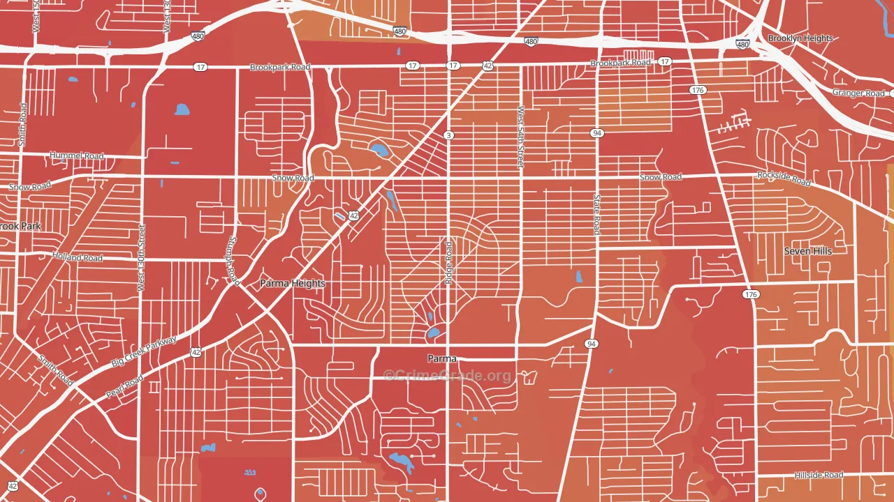 44129, OH Map of Vehicle Theft Rates