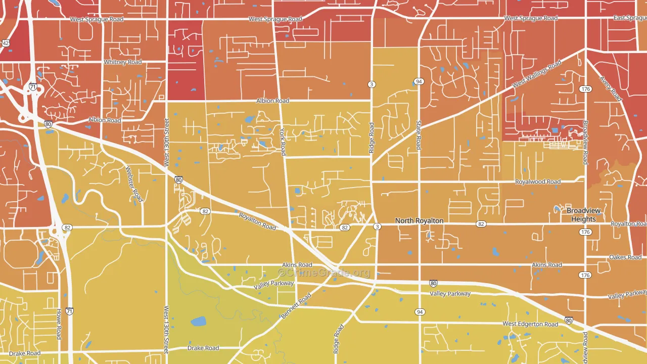 44133, OH Map of Vehicle Theft Rates