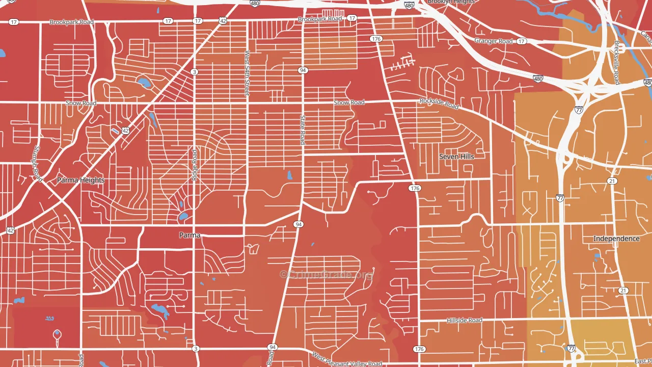44134, OH Map of Vehicle Theft Rates