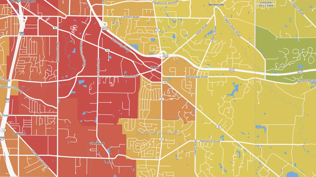 44139, OH Map of Vehicle Theft Rates