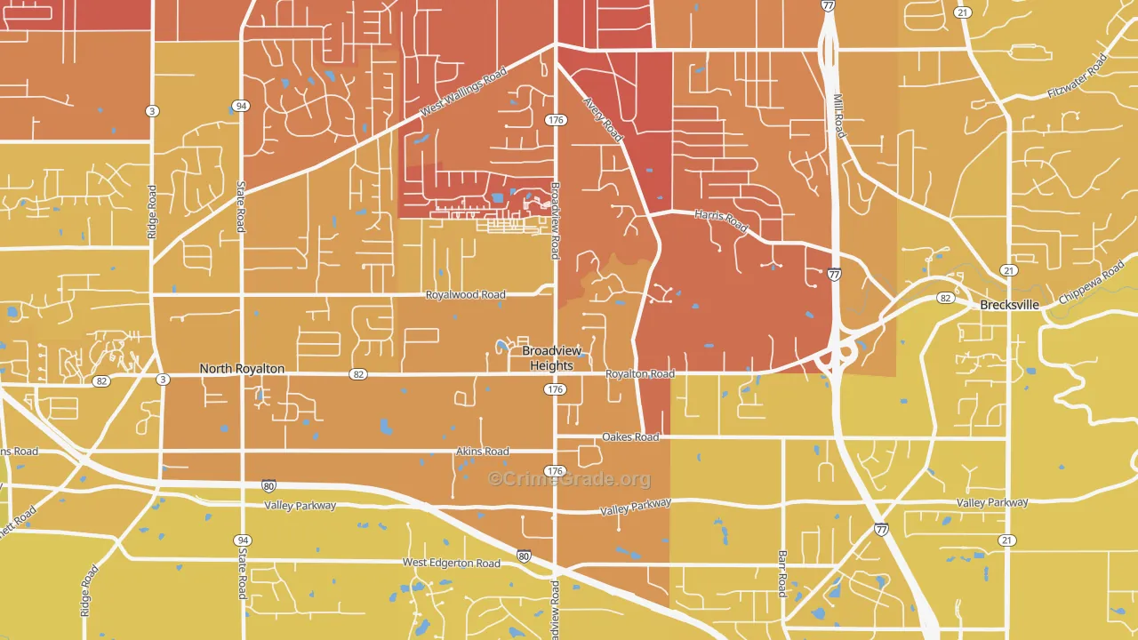 44147, OH Map of Vehicle Theft Rates