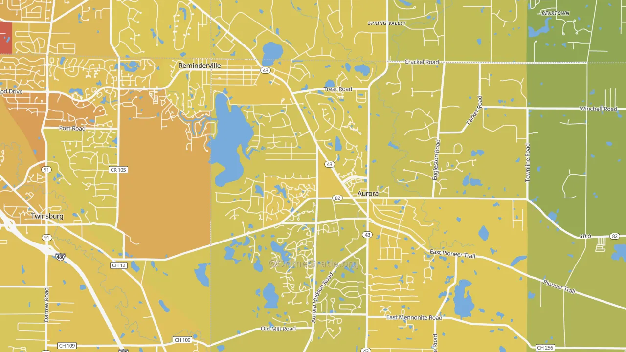 44202, OH Map of Vehicle Theft Rates
